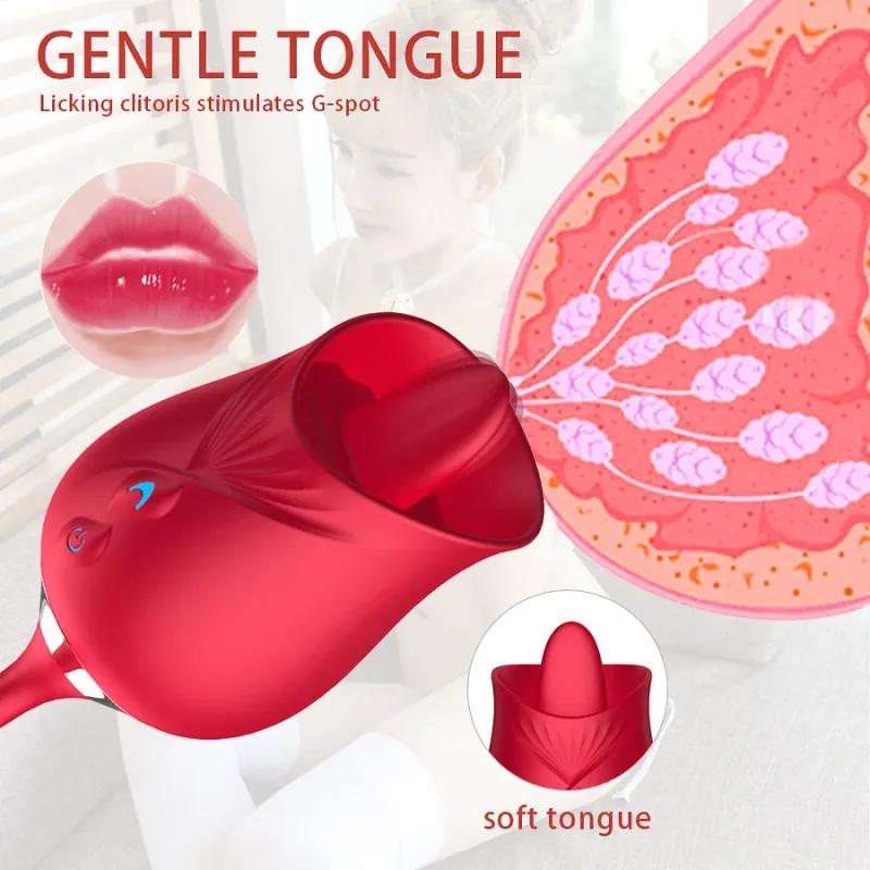Lickable Adult Luxury Pulsating Thrusting Rose Vibrator