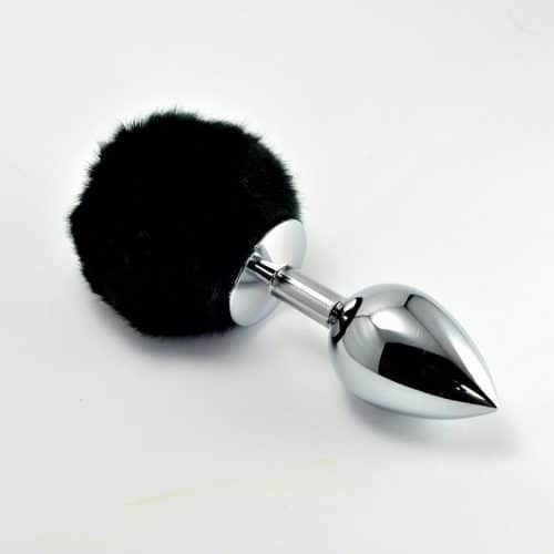 Pom Pom Black Metal Anal Plug
