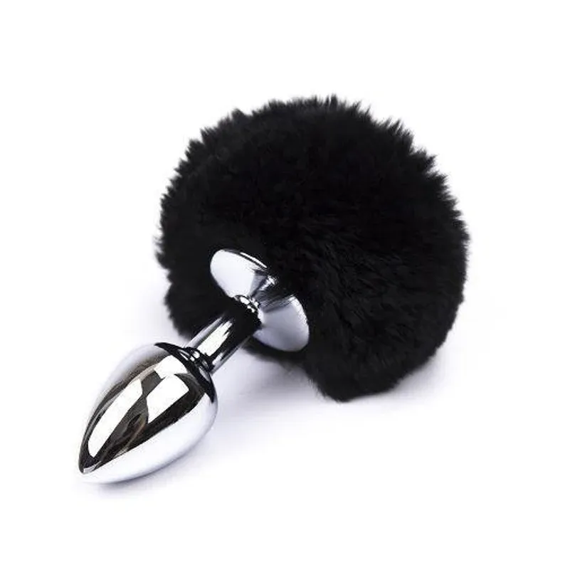 Pom Pom Black Metal Anal Plug