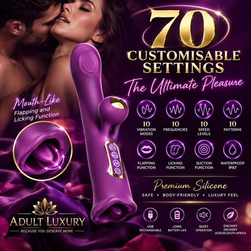 Kiss of Passion 3-in-1 Multifunction Flapping Suction Vibrator – Royal Purple Luxury Edition