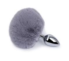 Pom Pom Grey Metal Anal Plug