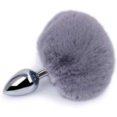 Pom Pom Grey Metal Anal Plug