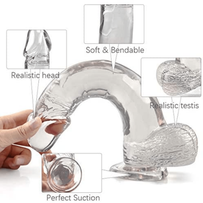 Smooth Transparent Clear Dildo 22.5cm
