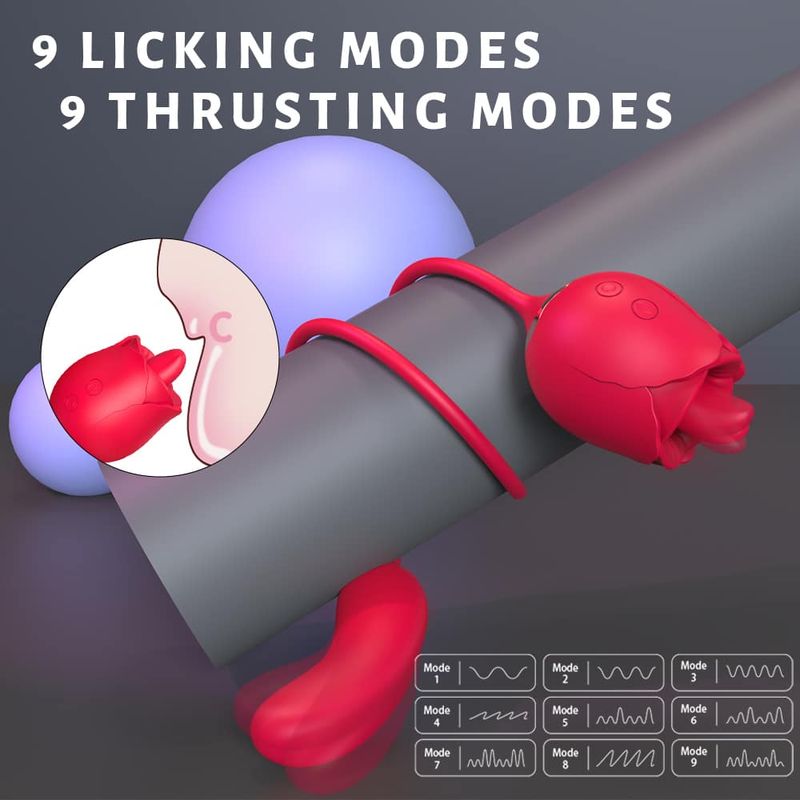 Rosé-De Seigneur Thrusting Licking Rotating Rose Vibrator