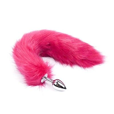 Fox Tail Anal Butt Plug - Bright Pink