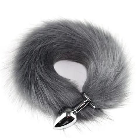 Fox Tail Anal Butt Plug - Grey And White