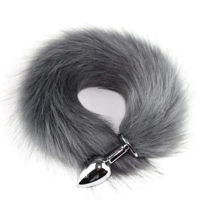 Fox Tail Anal Butt Plug - Grey And White Fox Tail Anal Butt Plug - Grey And White