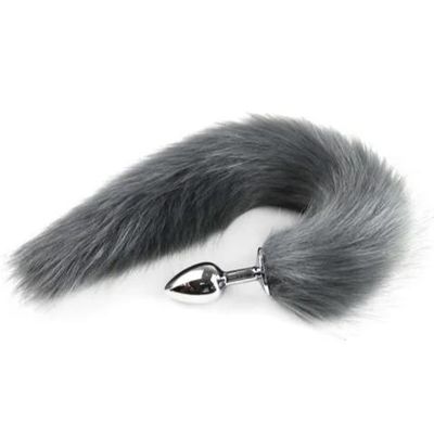 Fox Tail Anal Butt Plug - Grey And White