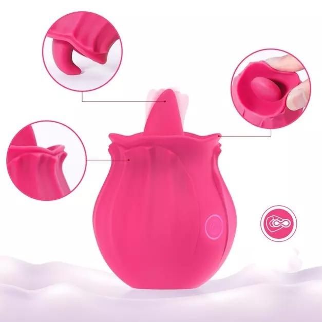 Luxury ♥️ Rose Tongue Vibrator - Bright Pink