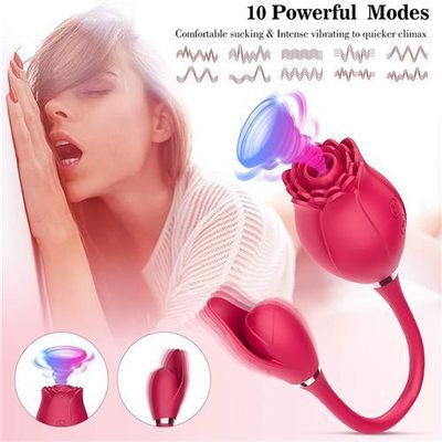 3 in 1 Adult Luxury Rose Sucking Licking Vibrator