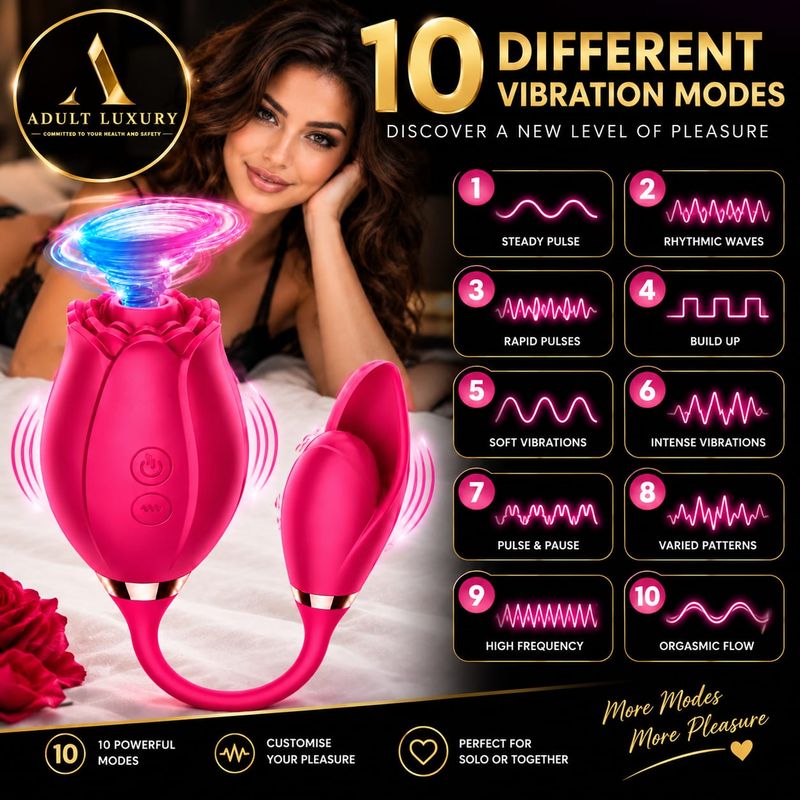 3-in-1 Adult Luxury® Rose Sucking, Licking & Vibrating Toy