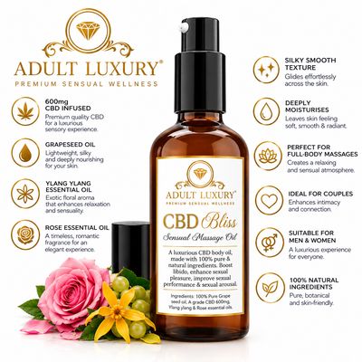 CBD Bliss Massage Oil – 600mg CBD Sensual Massage & Body Oil  | Adult Luxury