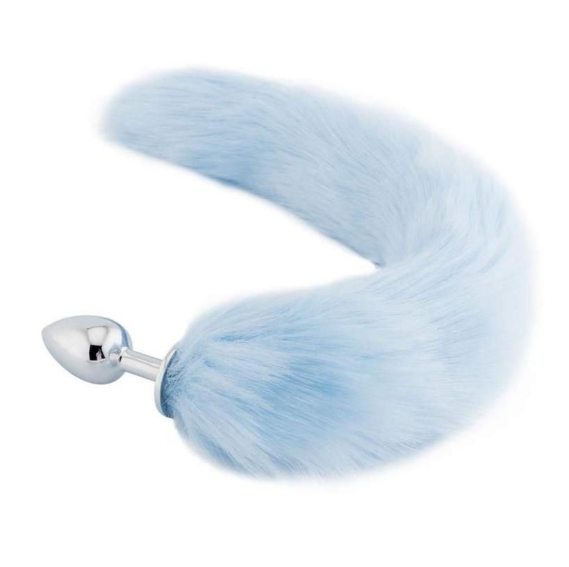 Fox Tail Anal Butt Plug - Light Blue
