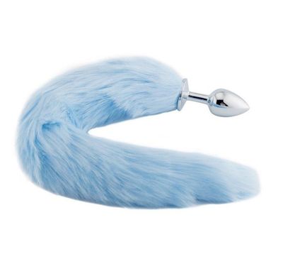Fox Tail Anal Butt Plug - Light Blue