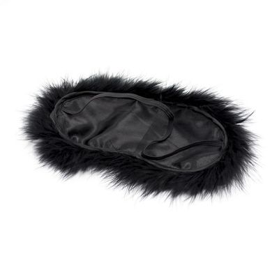 Soft Fluffy Mistress Black Bondage Blindfold Mask from Adult Luxury