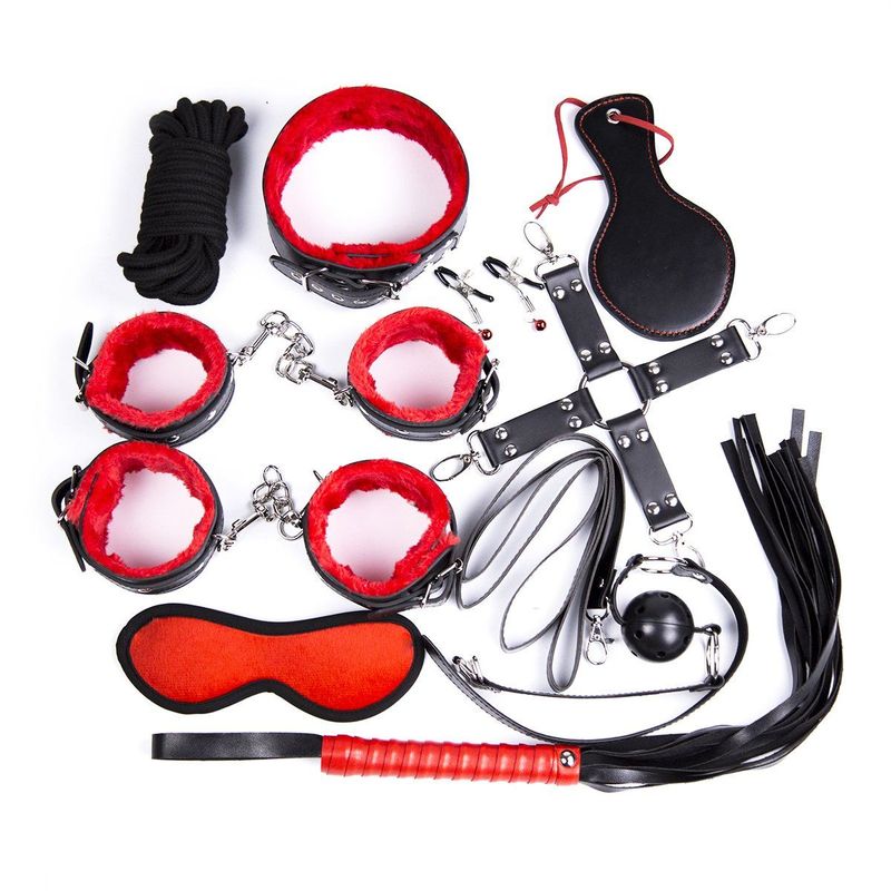Adult Luxury Red Hot Bondage 10 Piece Set