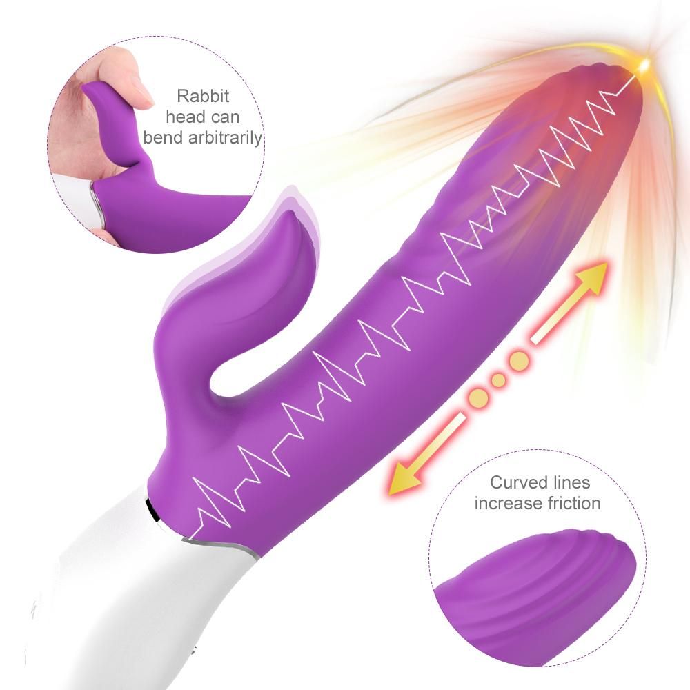 3 in 1 Venus Vibe : Thrusting Pulsating Vibrator - Purple