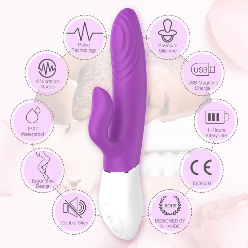 3 in 1 Venus Vibe : Thrusting Pulsating Vibrator - Purple
