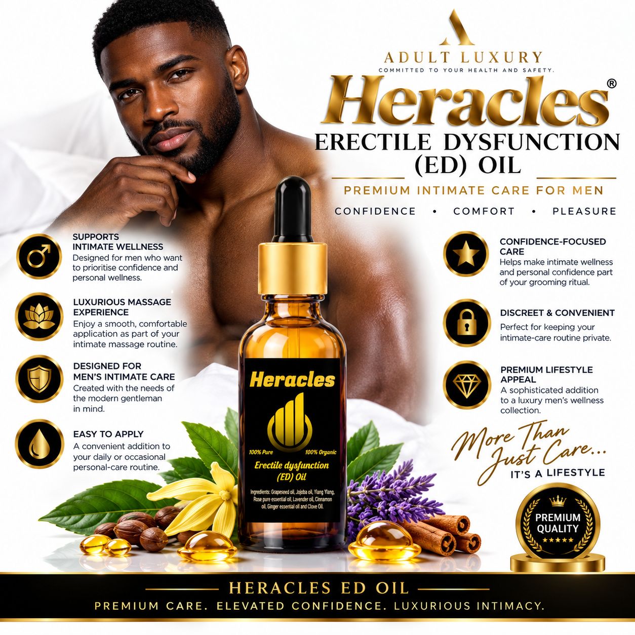 Heracles Erectile Dysfunction (ED) Oil – Premium Men's Intimate Massage Oil