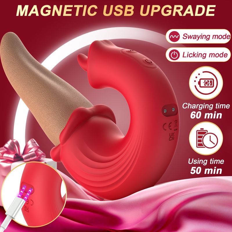 Adult Luxury Velvet Pulse Dildo Licking Vibrator