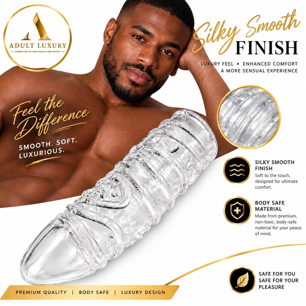 Adult Luxury Transparent Textured Penis Sleeve