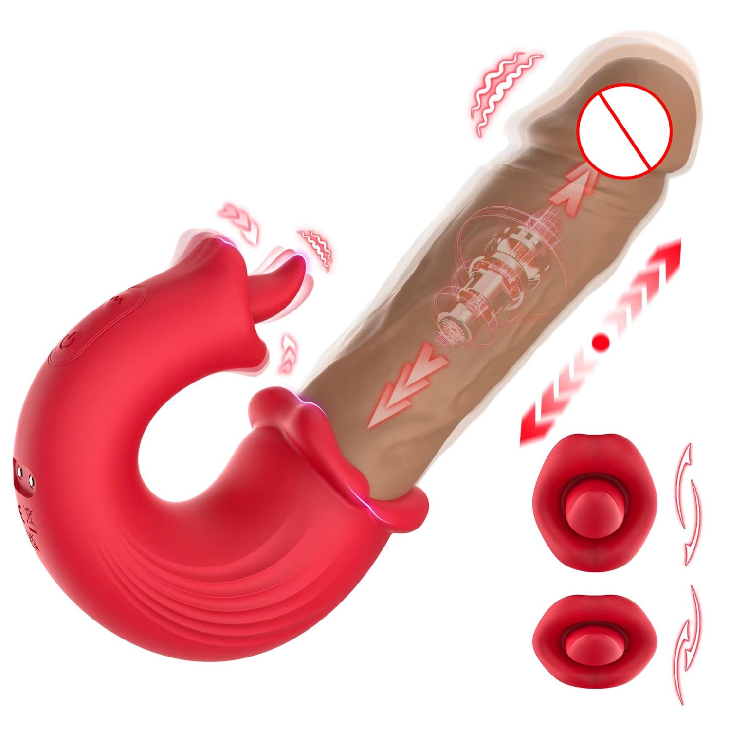 Adult Luxury 3 in 1 Licking Vibrating Thrusting Vibrator