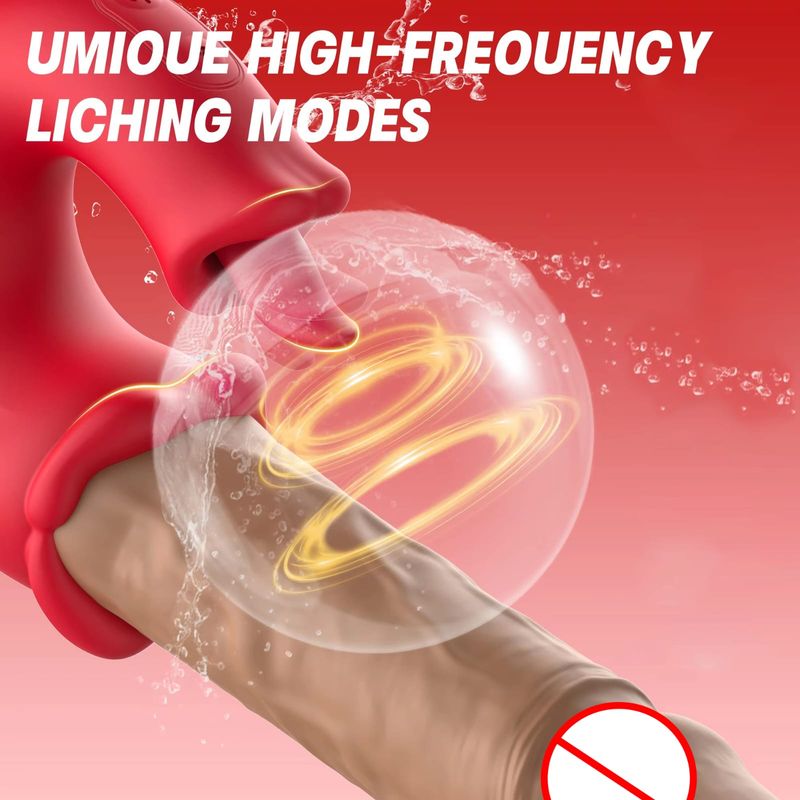 Adult Luxury 3 in 1 Licking Vibrating Thrusting Vibrator Dildo