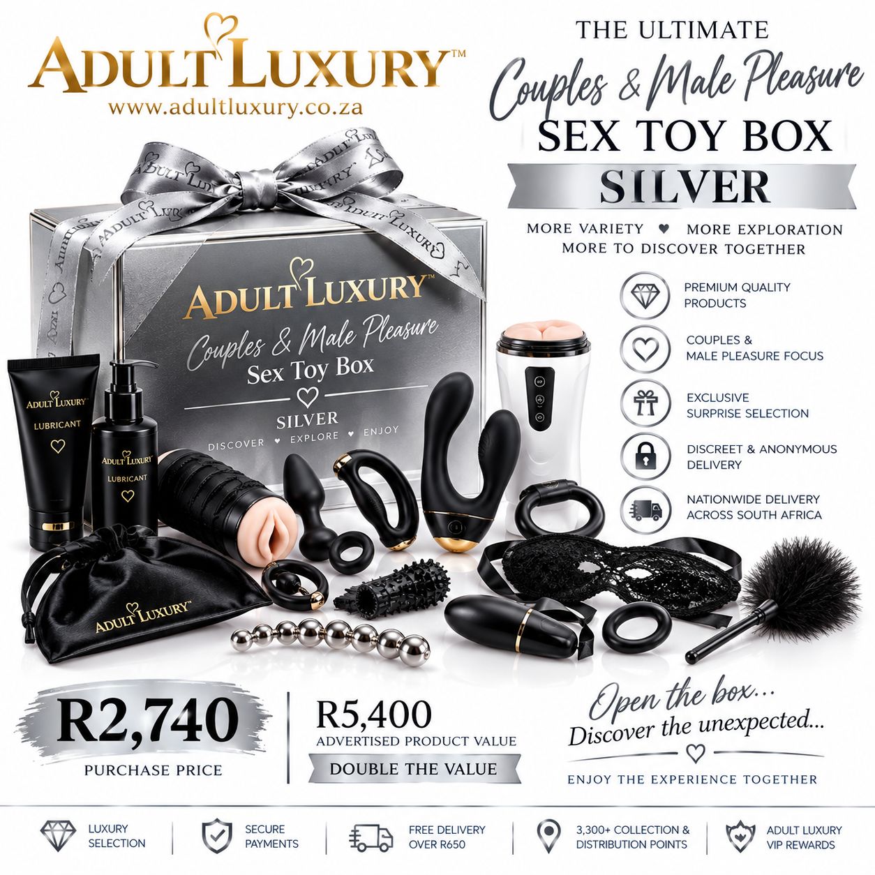 Couples & Male Pleasure Sex Toy Box – Silver Couples & Male Pleasure Sex Toy Box – Silver