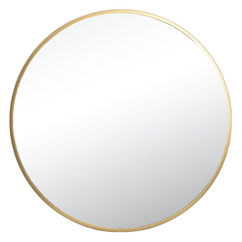 30” Round Silver Metal Wall Mirror (Thin Frame, Modern Accent Decor)