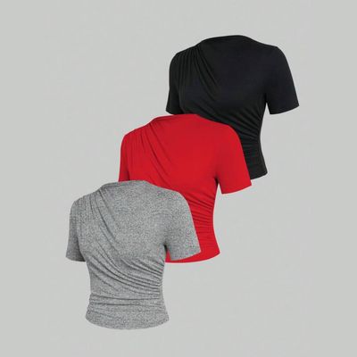 Pleated Short Sleeve Top