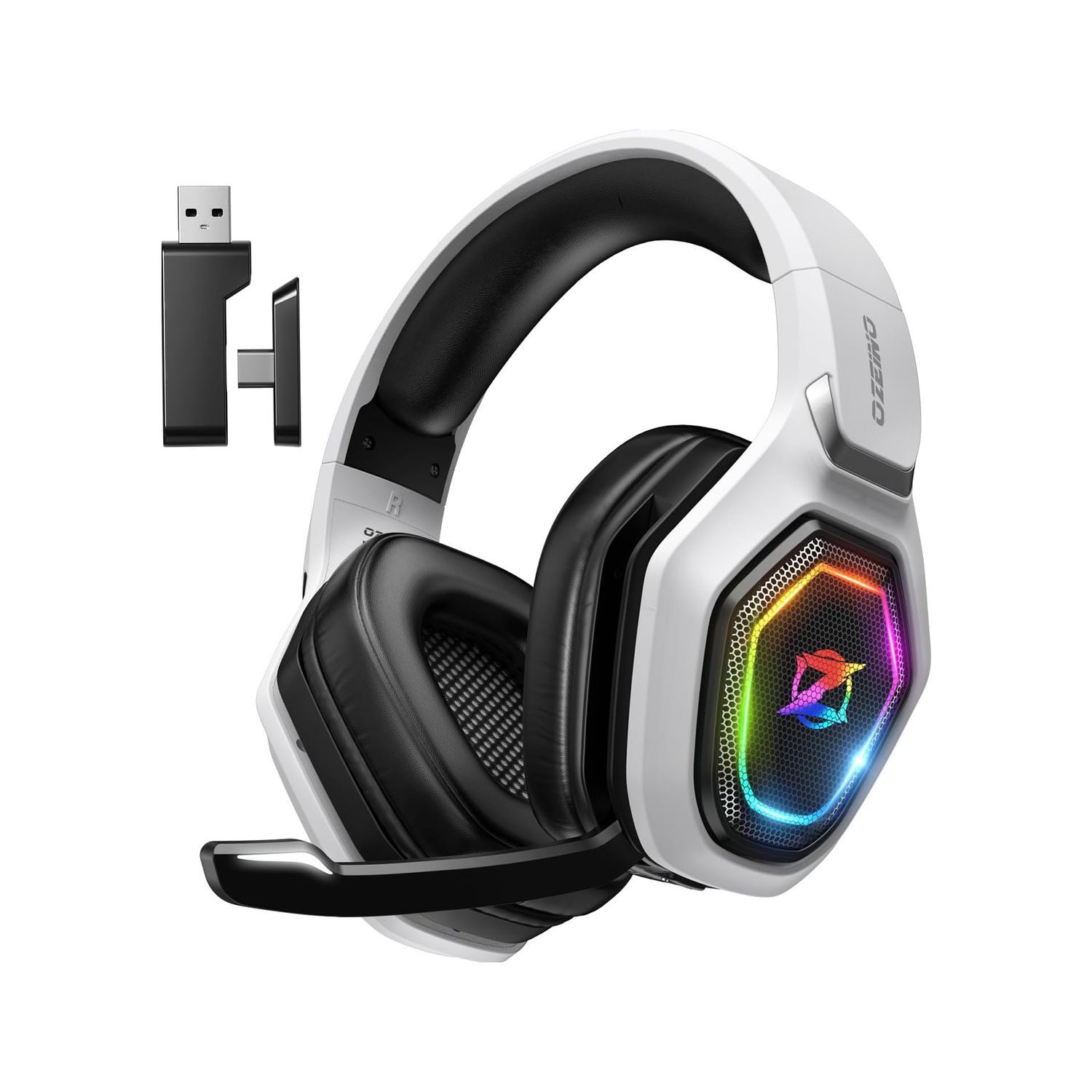 Ozeino 2.4GHz Wireless Gaming Headset for PC, Ps5, Ps4 - Lossless Audio USB & Type-C Ultra Stable Gaming Headphones with Flip Microphone, 40-Hr Battery Gamer Headset for Switch, Laptop, Mobile, Mac Ozeino 2.4GHz Wireless Gaming Headset for PC, Ps5, Ps4 - Lossless Audio USB & Type-C Ultra Stable Gaming Headphones with Flip Microphone, 40-Hr Battery Gamer Headset for Switch, Laptop, Mobile, Mac