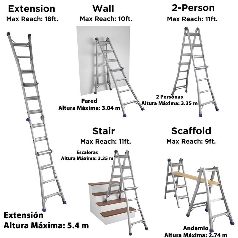 Escalera de alcance de 18 pies de Cosco