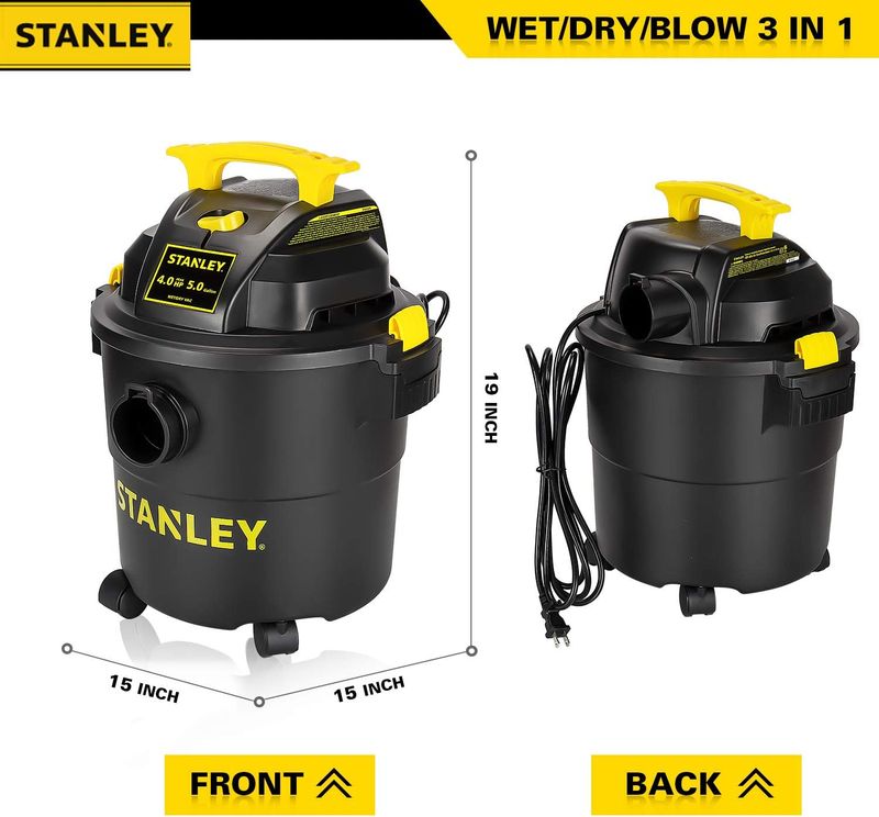 Aspiradora Stanley de 5 Galones para Seco y Húmedo con Accesorios (Modelo SL18115P-4H)