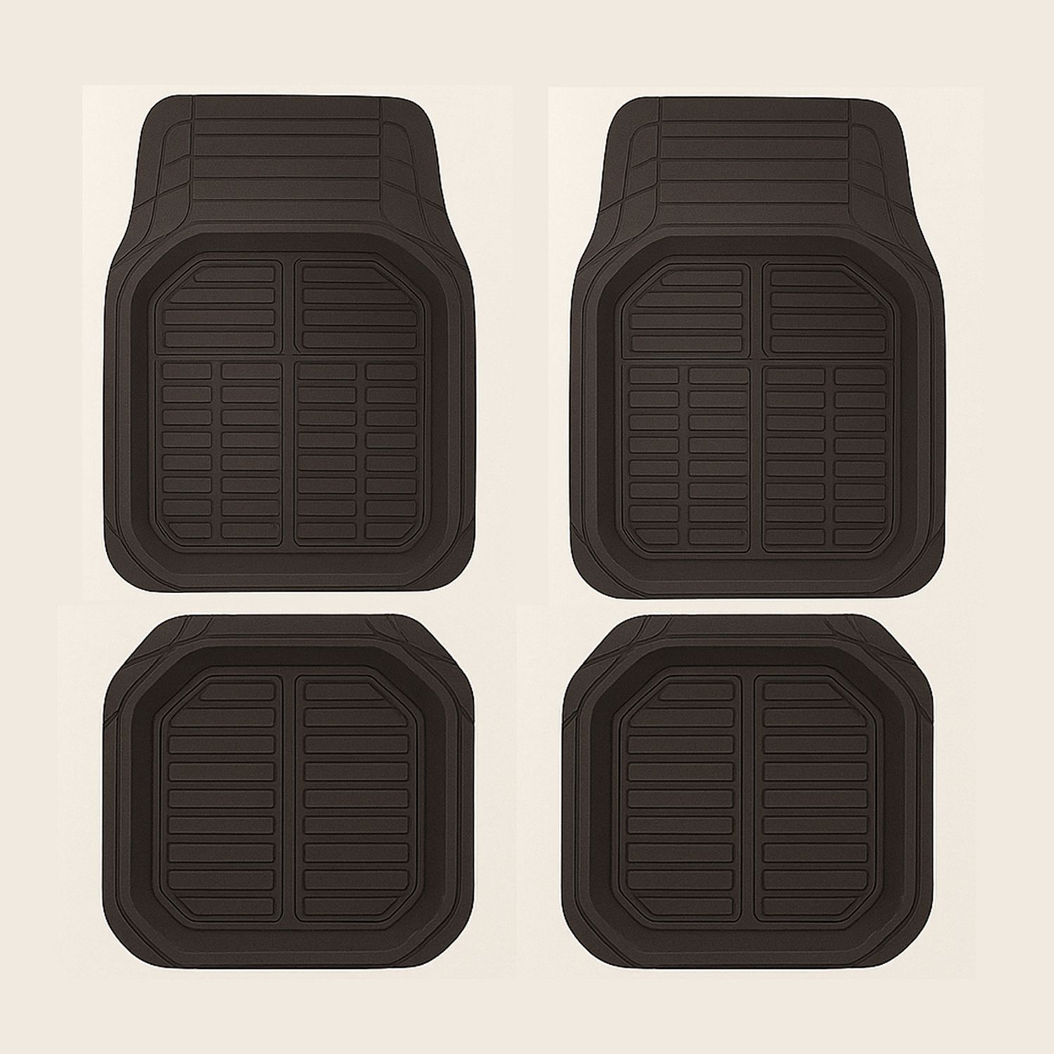 Brookstone 4-Piece All-Weather Anti-Slip &amp; Spill-Resistant Car Mat Set – Black