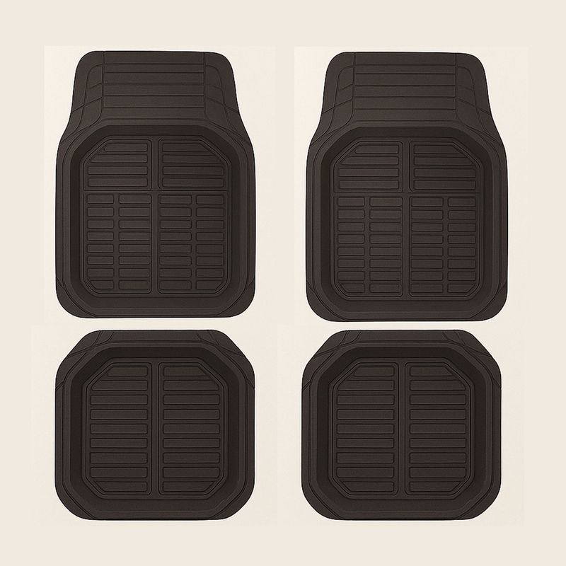 Brookstone 4-Piece All-Weather Anti-Slip &amp; Spill-Resistant Car Mat Set – Black
