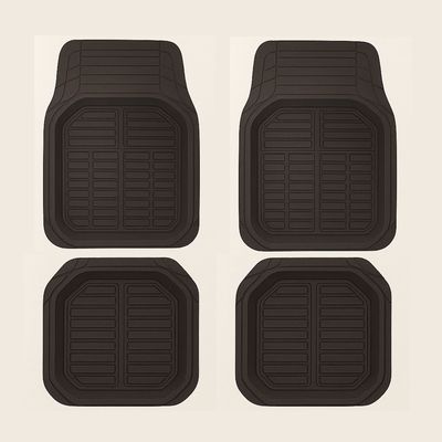 Brookstone 4-Piece All-Weather Anti-Slip &amp; Spill-Resistant Car Mat Set – Black