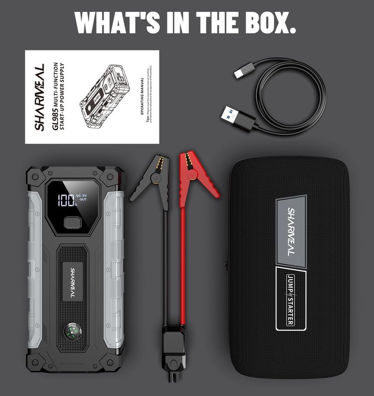 Arrancador de Batería Sharmeal 5000A para Auto (Booster Portátil 12V)