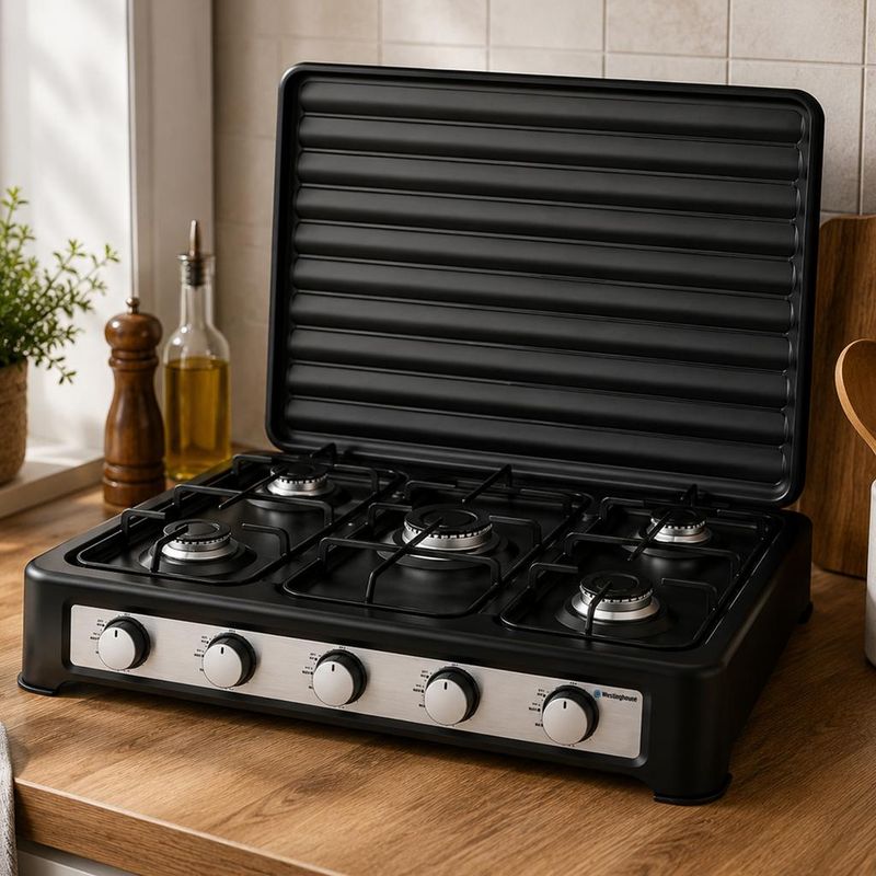 Estufa de Gas Blaupunkt de 5 Quemadores con Tapa Protectora – BKG59873