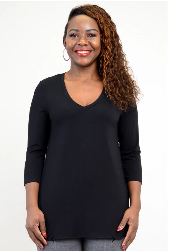 JACKIE 3/4 SLEEVE BAMBOO, Colour: BLACK, Size: MEDIUM