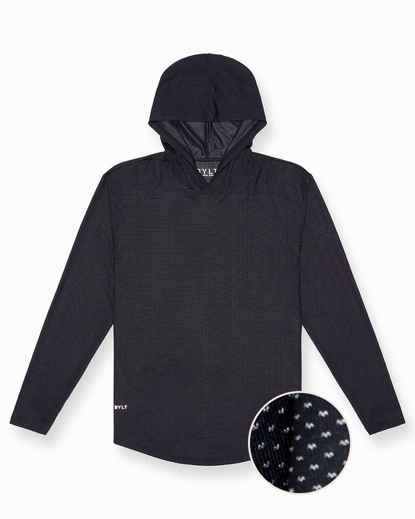 PULSE DROP-CUT HOODIE, Colour: BLACK, Size: MEDIUM