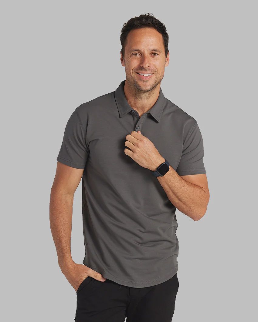DROP CUT LUX POLO, Colour: GREY, Size: MEDIUM