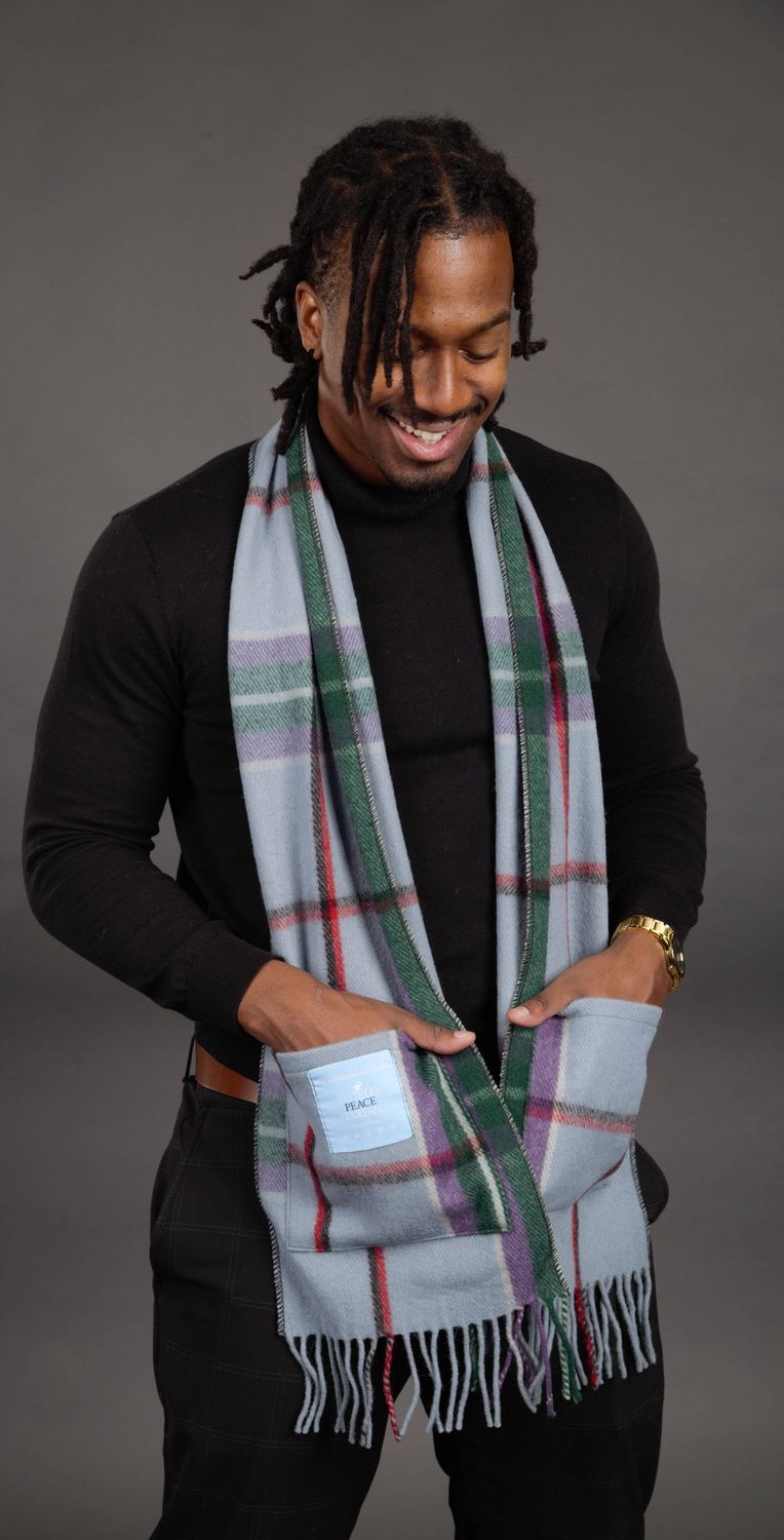 World Peace Tartan Pocket Scarf