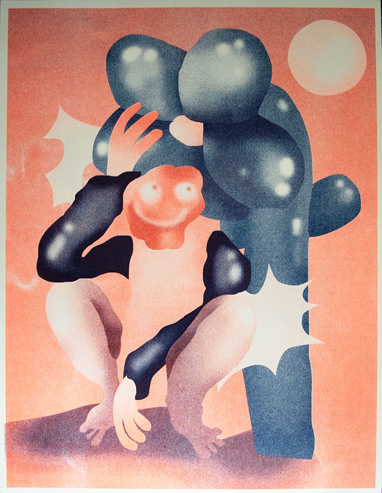 Sitting Next to a Flower Riso Print