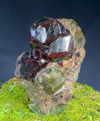 Cherry red Andradite Garnet with partial psudeomorph of epidote cores