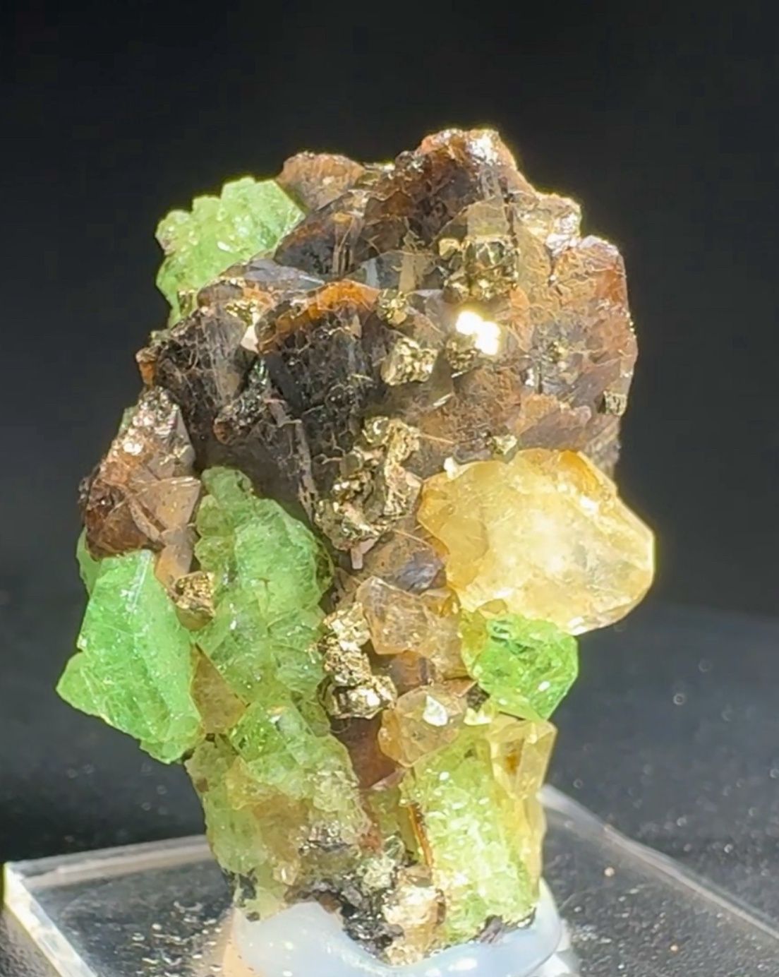 Tsavorite Garnets with Diopside, Siderite and Pyrite