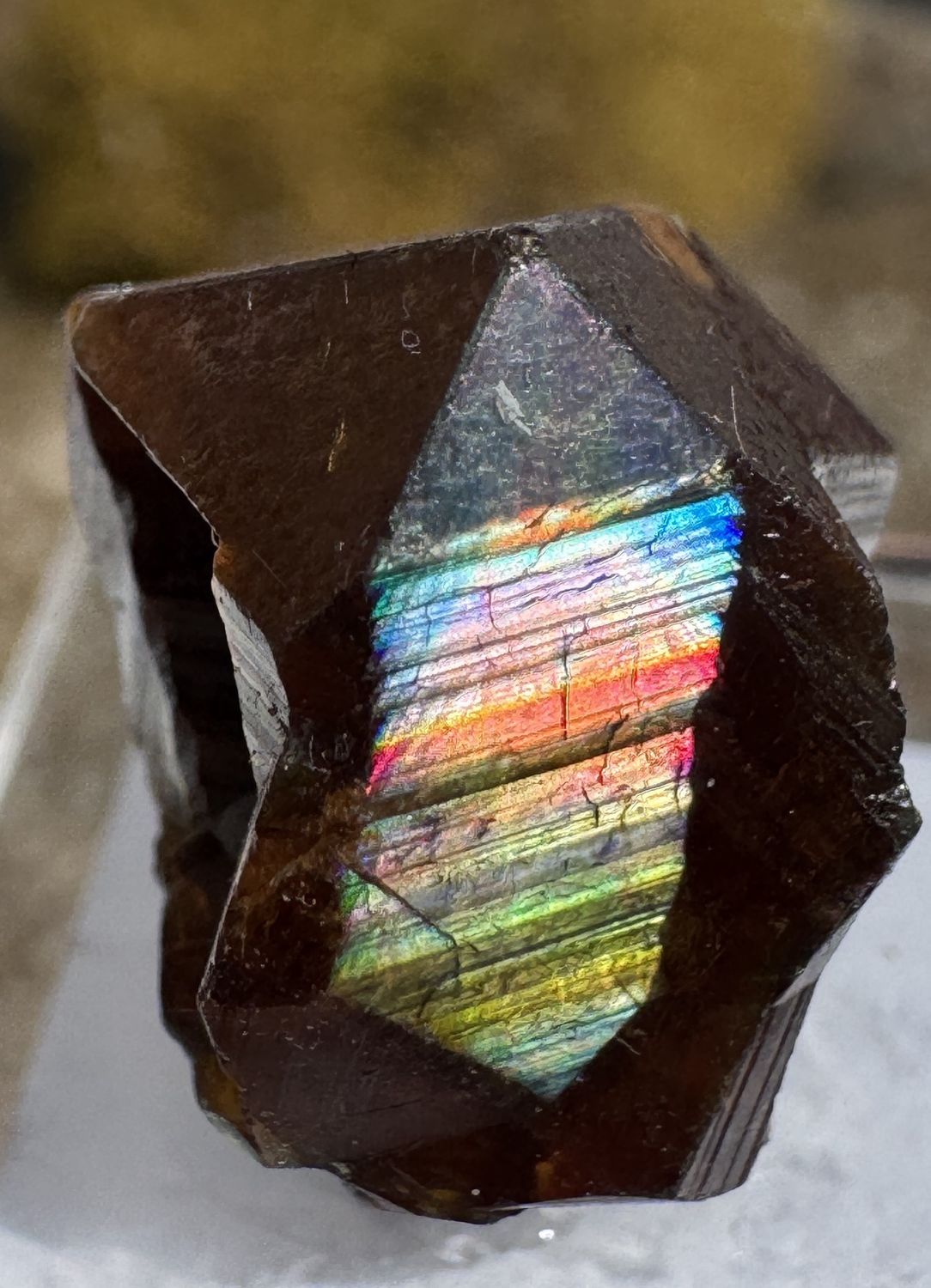 Iridescent Andradite Garnet from Tenkawa, Nara Prefecture, Japan 19.25 cts | 17mm x 14mm x 14mm