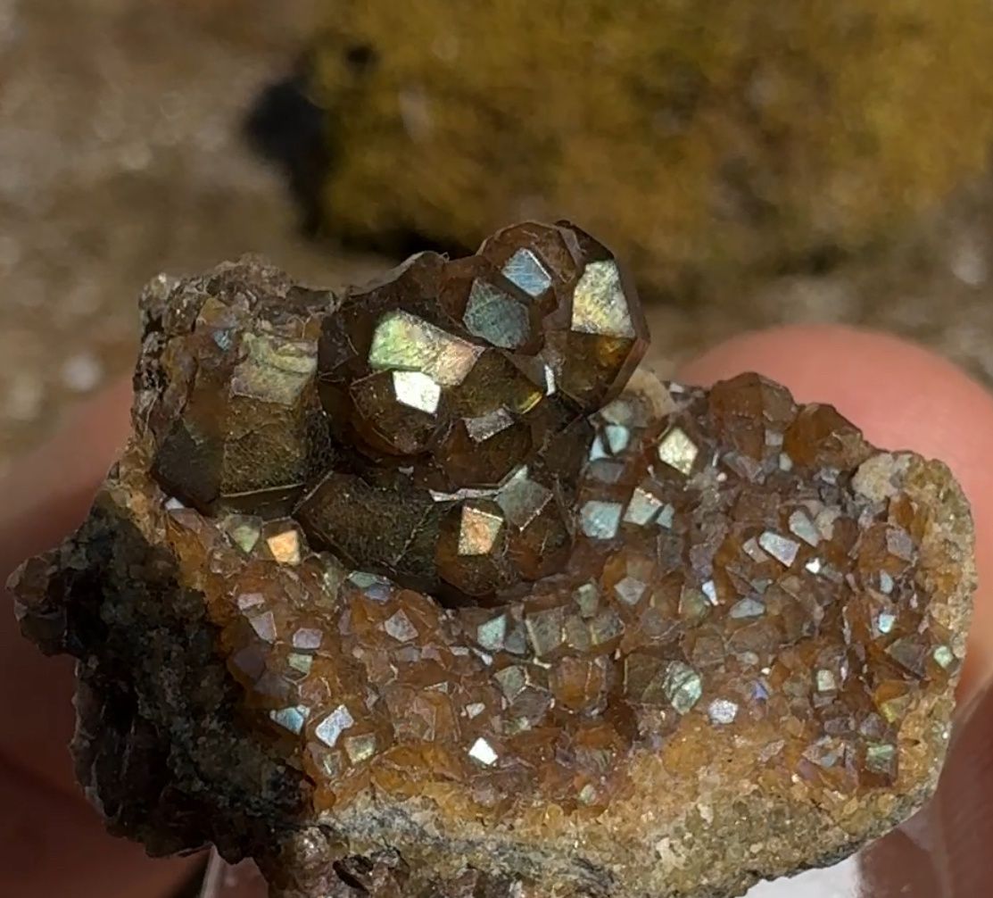 Rainbow Andradite Garnet Cluster on Druzy Matrix – San Pedro Mountain, New Mexico 26mm x 23mm x 22mm