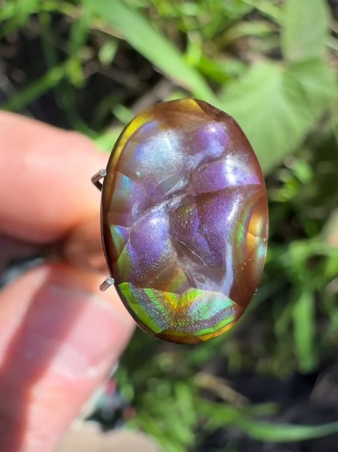 Purple Fire Agate – Slaughter Mountain, Arizona Cut by Ryszard Krukowski 8.77 ct | 16mm x 4 mm x 11mm