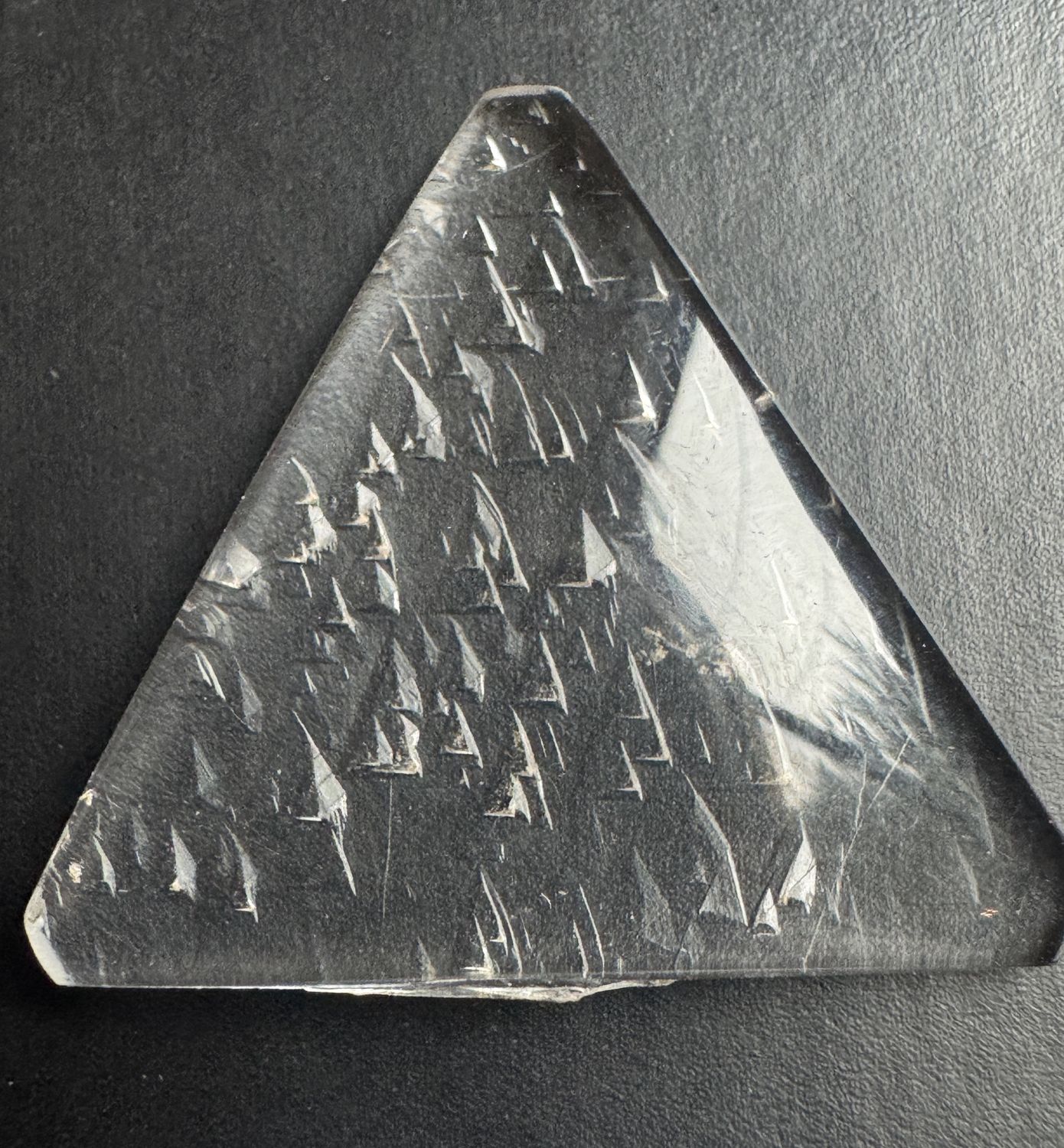 Negative Trigon Quartz Cabochon – Triangle Cut 13.2 ct | 25mm sides | 6mm thick (center)