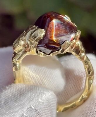 Rainbow Garnet Couture Ring in 18kt Gold